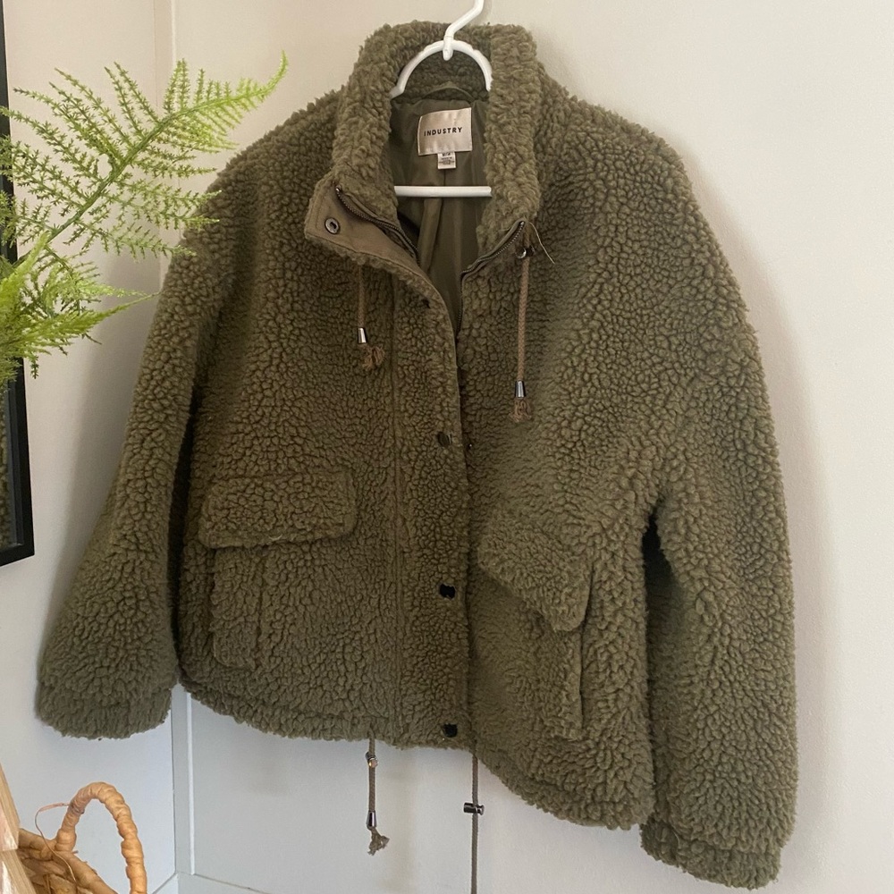 Olive Green Sherpa Jacket